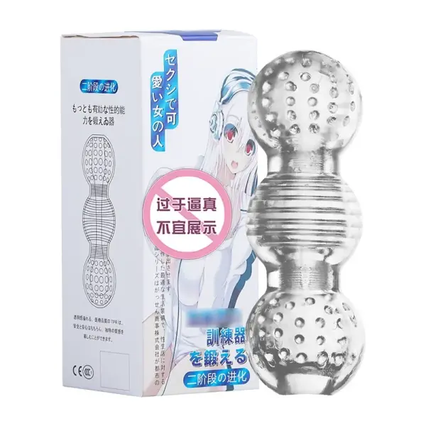 Clear TPR transparent male masturbator sex toy realistic texture design